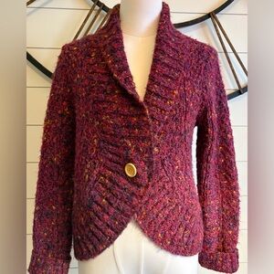 Chico's Multi-colored Confetti Yarn Cardigan w Shaw Collar & Shrug-like Design